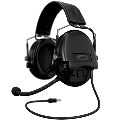Sordin Supreme MIL CC Hearing Protection Version: Slim Headband | Headband: Black Leather | Cup Colour: Black Outdoor Tactical Australia