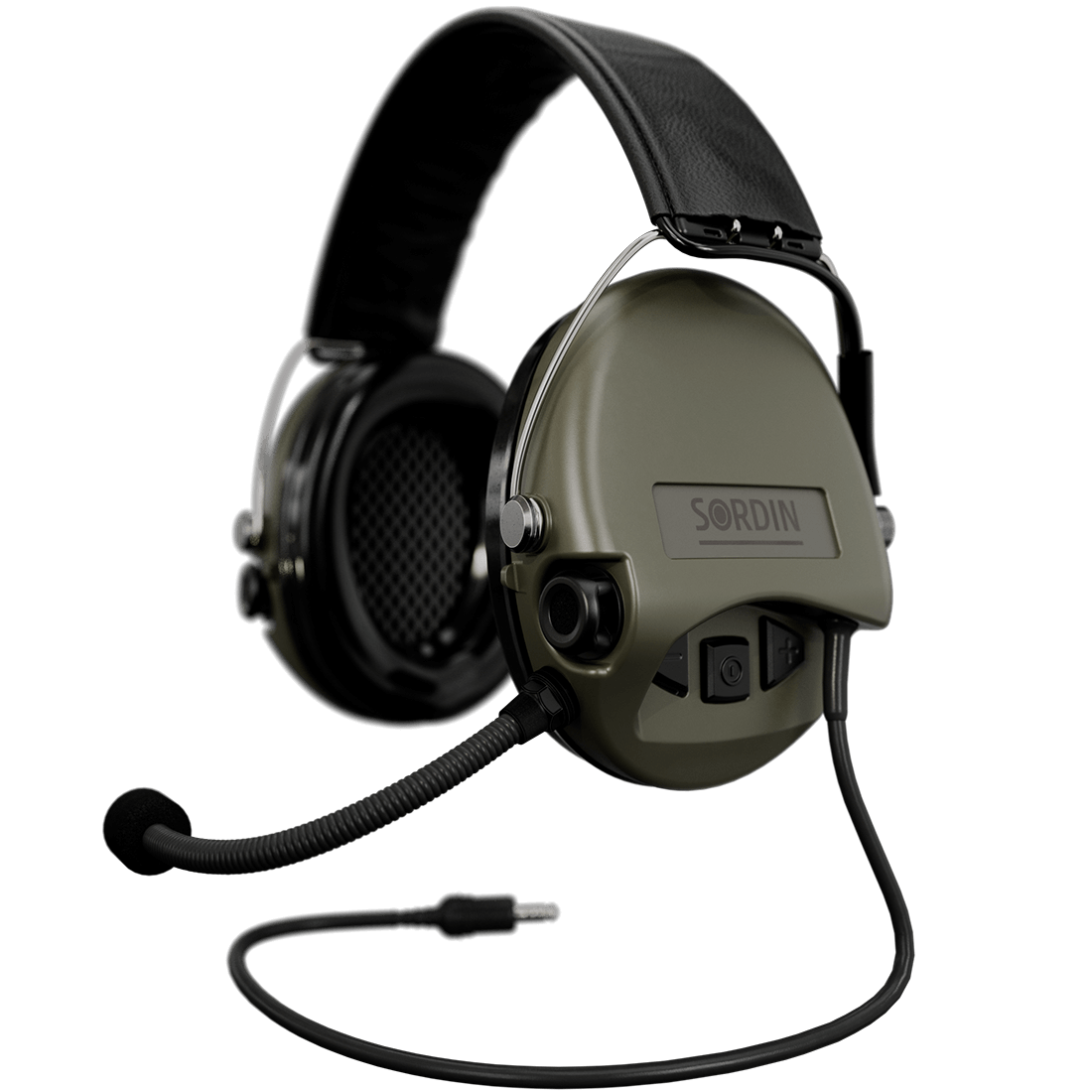 Sordin Supreme MIL CC Hearing Protection Version: Standard Headband | Headband: Black Leather | Cup Colour: OD Green Outdoor Tactical Australia