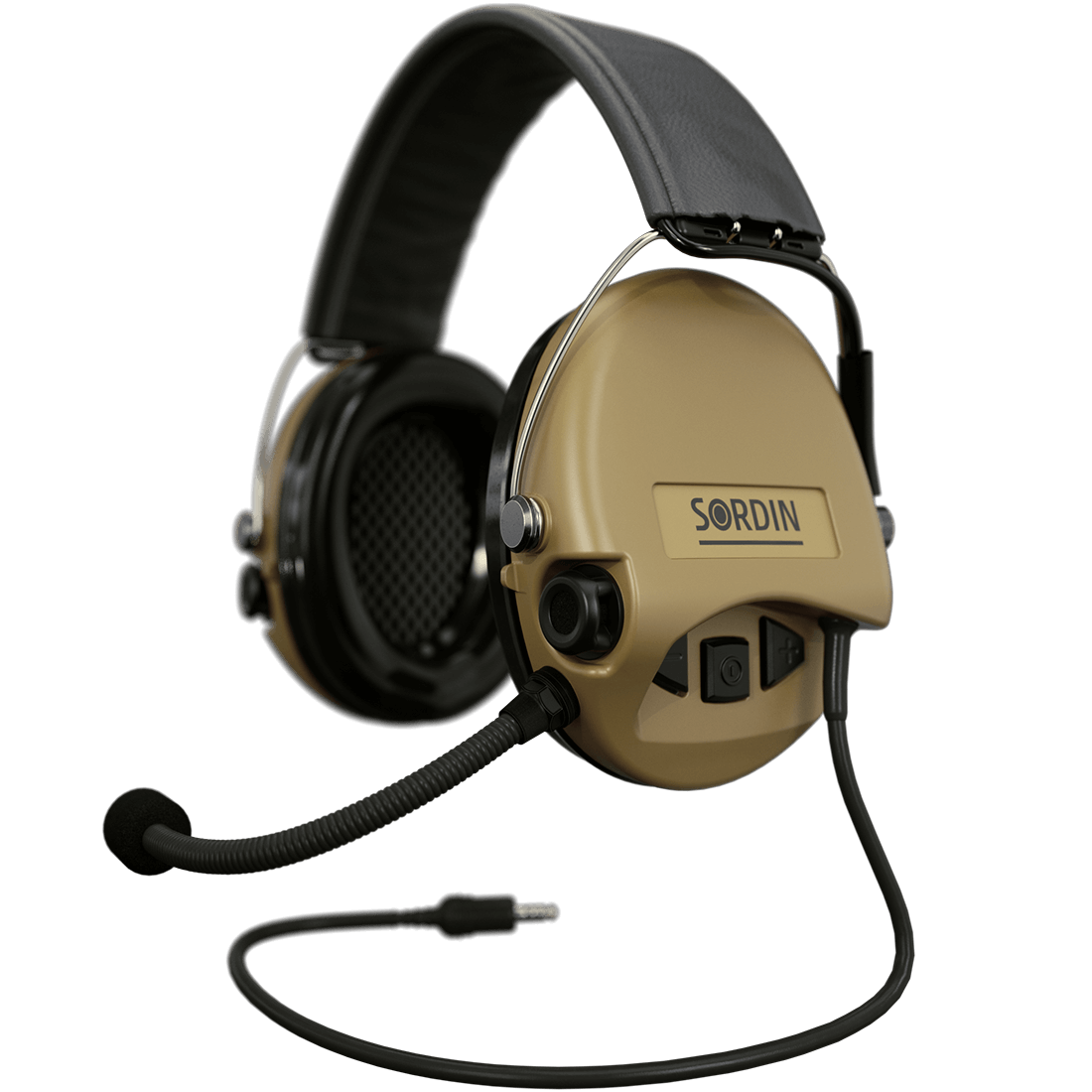 Sordin Supreme MIL CC Hearing Protection Version: Standard Headband | Headband: Black Leather | Cup Colour: Sand Outdoor Tactical Australia