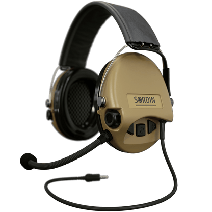 Sordin Supreme MIL CC Hearing Protection Version: Standard Headband | Headband: Black Leather | Cup Colour: Sand Outdoor Tactical Australia