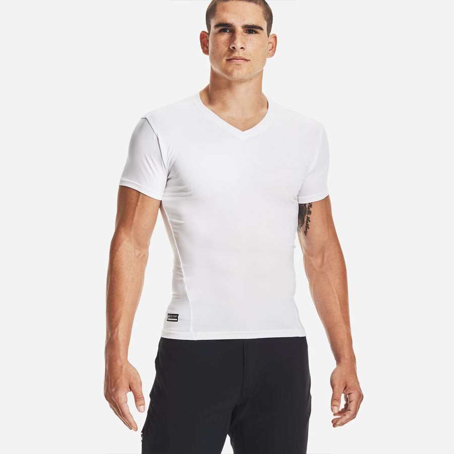 Under Armour Tactical Heatgear Compression V-Neck Tee White Small Outdoor Tactical Australia